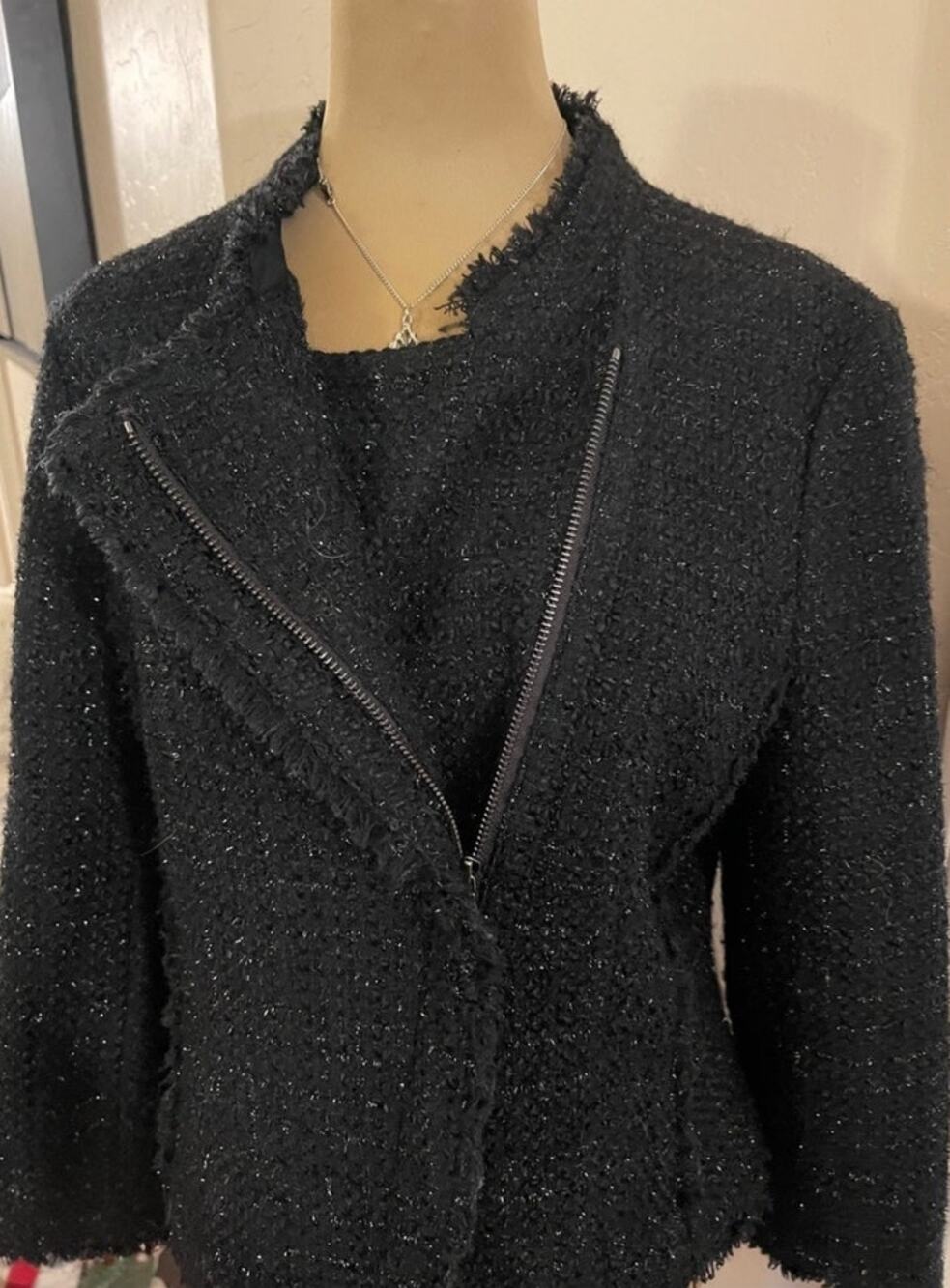 Ann Taylor dress jacket sz 10 black with a sparkle 25% wool